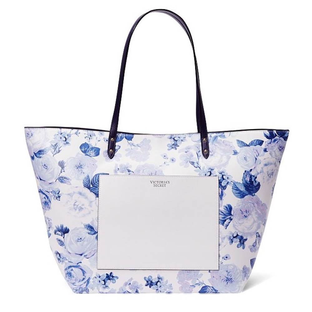NWT Floral Carryall Tote - Blue & White - OS
